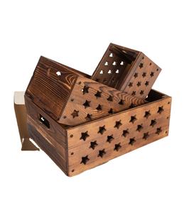 Set of 3 Decorative Nesting <b>Wooden</b> <b>Crate</b> with Handles Wood <b>Crates</b> for <b>Storage</b> Containers for Organizing Home <b>Crates</b> - Product Image 1