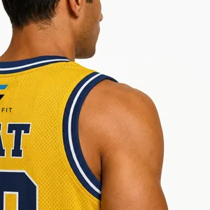 Camiseta de Baloncesto Amarilla Personalizada para Hombre, Cuello en V, Sin Mangas, Impresión Sublimada, Nombre y Número Personalizados 09, Secado Rápido que Absorbe la Humedad - Product Image 5