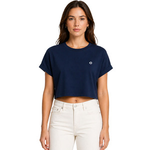 New Design Custom Blank Cotton T Shirt Cropped Top women's shirt Half Sleeve <b>Drop</b> Shoulder Women's Tee Oversized Crop Top Ladies - Product Image 1