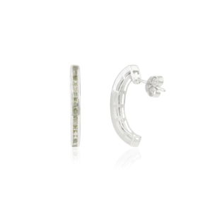 Minimalist High Quality 925 Sterling <b>Silver</b> 100% Authentic Princess Cut Peridot Gemstone C <b>Hoop</b> <b>Earring</b> For Women's - Product Image 5