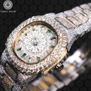 Montre de luxe pour homme Charm_Jewels avec diamants, bracelet en acier inoxydable, mouvement mécanique, cadran de 40 mm, date automatique luminescente, étanche 10 bars - Product Image 1