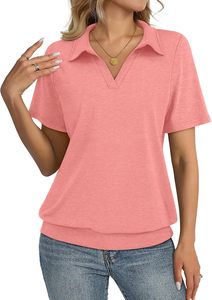 Camiseta de Punto de Manga Corta Azul Marino para Mujer, Color Sólido, Informal, Transpirable, Largo Regular, Poliéster, OEM Harry Johnson - Product Image 4