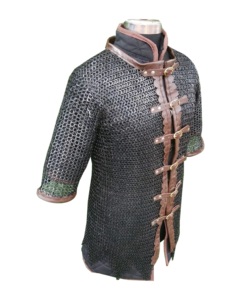 Armadura de Cota de Magas Medieval de Acero Suave Hecha a Mano con Ribete de Cuero y Anillos Planos Remachados de Manga Completa para Halloween y Año Nuevo - Product Image 3