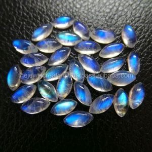 Pierres précieuses en vrac en pierre de lune arc-en-ciel blanche naturelle, cabochons marquise lisses de 4 mm, 6 mm, 8 mm pour la fabrication de bijoux – Dernière tendance - Product Image 2