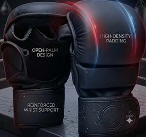 Gants de MMA professionnels personnalisés pour hommes et femmes, rembourrés en similicuir, avec support de poignet réglable, pour Muay Thai, Sanda, Kickboxing, entraînement - Product Image 1