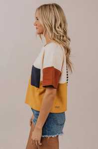 110 APPARELS Women's 100% Cotton Jersey Color Block Short Sleeve Crew Neck <b>T</b>-<b>Shirt</b> with Pocket - Product Image 2