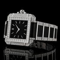 Montre mécanique ETA de haute qualité avec verre carré en cristal de moissanite, bracelet durable en acier inoxydable, aiguilles pour hommes et femmes, style moderne