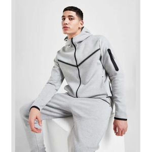 Ensemble de survêtement imprimé à capuche pour hommes, réfléchissant, deux pièces, pour jogging et course nocturne, vêtements de sport, logo personnalisé, vente en gros - Product Image 4