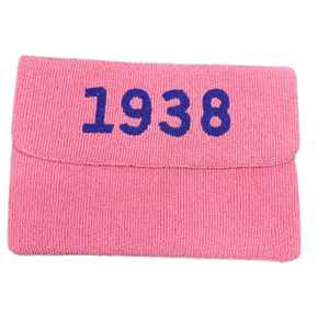 Pochette de soirée rose 1938 perlée, faite main avec perles de rocaille, sac à main style sororité personnalisé, fournisseur OEM en gros - Product Image 1