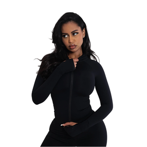 Wholesale <b>Women</b> Fashion <b>Sexy</b> Jumpsuit Custom Made Twin City Long Sleeve Zip Up Flare Leg Active Stretch Romper - Product Image 4