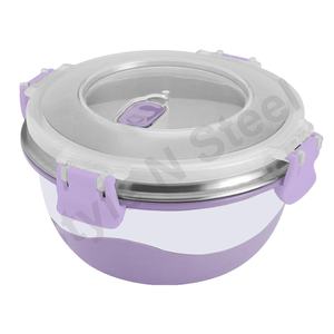 กล่องข้าวกลางวันสแตนเลสแบบล็อค4ด้านกล่องข้าวกลางวันเคลือบเงาสำหรับตั้งแคมป์พร้อมฝาล็อคพร้อมกล่องอาหารกลางวันพลาสติก - Product Image 1