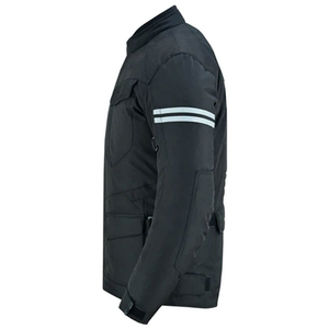 Men's <b>Black</b> Motorcycle <b>Jacket</b> Stand Collar Zipper Closure Moto Biker Style Windproof Autumn Wear Regular Fit - Product Image 2