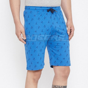 Shorts Bermuda Imprimés pour Hommes, Bleu, 100% Coton, avec Cordon de Serrage, Poches, Respirants, Décontractés, pour l'Été, Shorts de Détente - Product Image 2