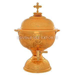 อ่างน้ำมนต์กรีกออร์โธดอกซ์ 6 ลิตร |   ก๊อกน้ำทองเหลืองพร้อมฝาปิดแบบไขว้ – DOUBLE VEE EXPORTS - Product Image 2