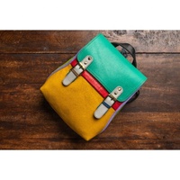 Nouveauté : Sacs à dos élégants de style western en cuir véritable recyclé multicolores pour femmes, sacs à dos arc-en-ciel de taille idéale