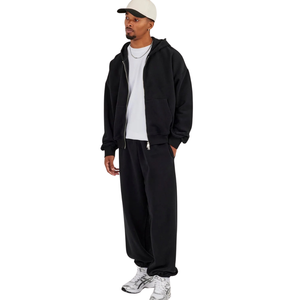 Men's Two Piece Hooded Tracksuit Full Zip Sweatshirt Pockets Drawstring Waist Cuffed Ankle <b>Trousers</b> Relaxed Casual Lounge Outfit - Product Image 6