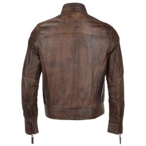 Blouson en cuir pour homme de marque High Street avec col montant, style motard, poches zippées, collection 2026 - Product Image 2