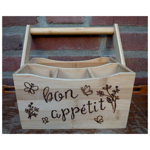 Eco Friendly Wooden Cutlery <b>Caddy</b> 3 Compartment Flatware Holder Wooden Utensil Organizer <b>Kitchen</b> Napkin Storage Box Wood <b>Caddy</b> - Product Image 5