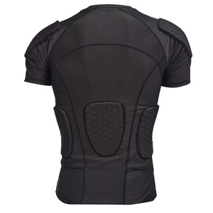 Men's <b>Padded</b> Compression Shirt Short Sleeve Crew <b>Neck</b> Moisture Wicking Breathable Quick Dry American Football Protective Jersey - Product Image 3