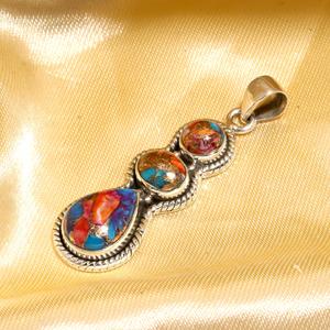 Best Selling Pink Spiny Oyster Turquoise Pendant 925 Silver Handmade Pear Shape Gemstone Inlay Jewelry <b>Gift</b> <b>For</b> <b>Her</b> - Product Image 3