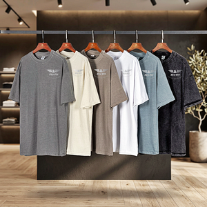 เสื้อยืดโอเวอร์ไซส์วินเทจผ้าคอตตอนถักเนื้อหนา 100% แขนสั้น คอกลม พิมพ์ลายดิจิตอลด้านหน้า พร้อมสกรีนโลโก้ตามสั่ง สำหรับผู้ชาย - Product Image 1