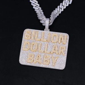 <b>Silver</b> Moissanite Custom Name <b>Pendant</b> Large Rectangular Design Iced Out Statement Jewelry <b>For</b> <b>Men</b> moissanite custom letter - Product Image 4