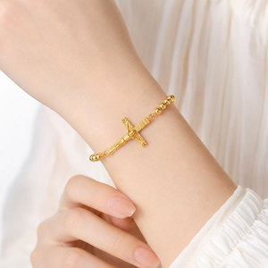 กำไลข้อมือชุบทองคำ 24K แบบสั่งทำพิเศษ - จี้พระแม่มารีแบบฝังสีสไตล์วินเทจ เครื่องประดับ OEM - Product Image 2