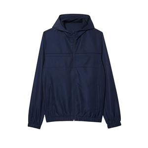 Ensemble de survêtement pour homme en coton 100% écologique bleu marine uni pour l'hiver, avec capuche et cordon de serrage, 2 pièces, veste décontractée et pantalon long - Product Image 4