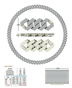 Chaîne cubaine de 15 mm avec diamants de laboratoire ronds, 24 pouces, style hip-hop glacé, bijoux pour hommes, or 14K 18K, rhodium blanc - Product Image 1