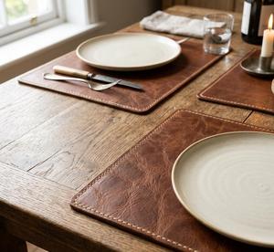 Sacs et étuis de luxe en cuir véritable, set de table imperméable et résistant à la chaleur, tapis de table décoratif pour restaurant NPM-0009E - Product Image 4