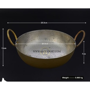 Kadai en laiton de designer à vente rapide pour cuisines de luxe avec un design martelé Kadai en laiton avec une poignée ronde en métal - Product Image 1