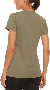 Camiseta Deportiva Personalizada para Mujer, Cuello Redondo, Color Caqui, Secado Rápido, Transpirable, para Entrenamiento Físico, Gimnasio, Running - Product Image 4
