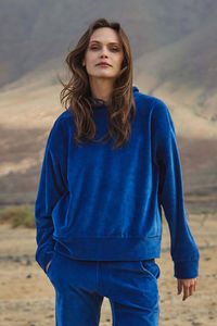 Survêtement en velours bleu super doux, extensible dans quatre sens, écologique, pour femmes, collection automne, nouvelle arrivée, fitness, entraînement - Product Image 2