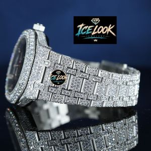 นาฬิกาข้อมือแบบกลไก Ice Look หน้าปัดประดับเพชร สายแบบสี่เหลี่ยม ของขวัญเครื่องประดับสำหรับทุกเพศ - Product Image 4