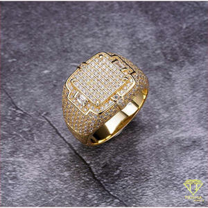 Lab Grown Diamond 925 Sterling Silver <b>Mens</b> Luxury <b>Ring</b> With Raised Square Center And Surrounding Stone Design For Retailers - Product Image 5