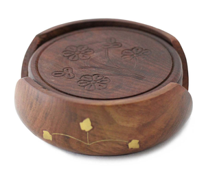 Handcrafted Solid Wood Cup Holder Coaster <b>Set</b> <b>Rustic</b> Beverage Rest Pads for <b>Dining</b> and Office <b>Tables</b> - Product Image 1