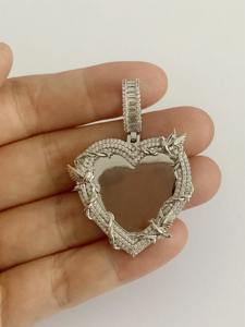 Personalized Moissanite Iced Out <b>Memory</b> Pendant In 925 Sterling Silver Heart Pendant For Anniversary <b>Gift</b> For Her - Product Image 5