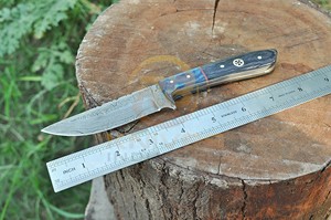 Cuchillo de Caza y Camping de Acero de Damasco Hecho a Mano con Mango de Madera Pukka, Alta Dureza, OEM, Cuchillo de Supervivencia para Exteriores - Product Image 6
