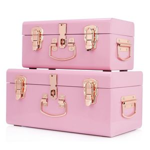 Vintage Metal <b>Storage</b> Trunk <b>Box</b> with Copper Buckle Design <b>Stackable</b> Rectangle Shape for Home Organization - Product Image 3