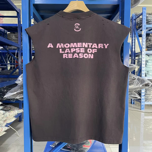 2026 <b>Men</b> Boxy <b>Cropped</b> 220gsm 100% Cotton Custom Print Logo Summer Singlet Sleeveless Sleeve T-shirts - Product Image 2