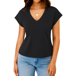 T-shirt court personnalisé pour femmes, respirant, à manches courtes, avec logo décoratif, décontracté - Product Image 6