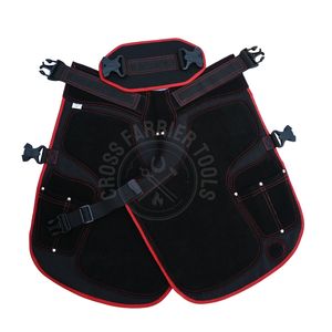 Tablier de fermeur ergonomique en cuir et toile pour équipement de ferrage, avec taille réglable de 59 à 75 cm, support magnétique pour clous et porte-couteaux - Product Image 1