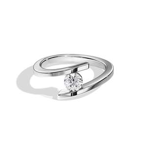 Bague de fiançailles minimaliste en or et diamant, taille brillant rond, sertissage à tension, design géométrique, bijoux fins unisexes - Product Image 1
