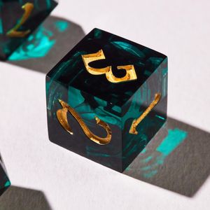 Juego de Dados Poliédricos de Resina de Lujo, Hechos a Mano con Acabado Liso, 7 Piezas, Duraderos y Ecológicos para Coleccionistas de Juegos de Rol/Calabozos y Dragones - Product Image 1