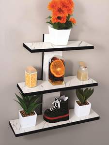 Estante de Pared de Madera Moderno y Atractivo, Artículos de Decoración para el Hogar, Acabado Brillante, Juego de 1, Blanco - Product Image 3