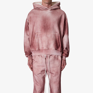 Survêtement unisexe en coton uni à capuche, manches longues, coupe classique, décontracté, pour l'hiver, avec poches à cordon, design 2-en-1, léger - Product Image 1