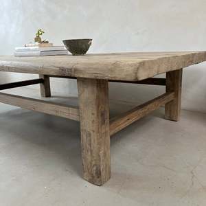 Mesa de Centro de Madera de Olmo Reciclada, Estilo Rústico, para Sala de Estar, Mueble de Madera Natural para Decoración del Hogar - Product Image 4