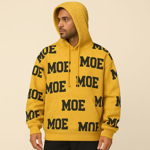 Sudaderas con Capucha Personalizadas de Moda con Estampado Completo para Hombre, Sudadera Amarilla de Forro Polar Cálido, Estilo Urbano, Diseño de Texto Personalizado, Proveedor OEM, EE. UU. - Product Image 6