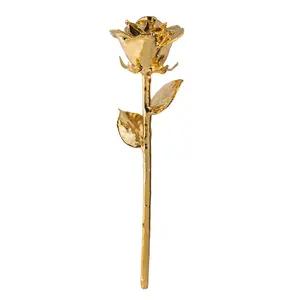 로얄 도매 진짜 꽃 담근 보존 레드 24k 발렌타인 데이 금도금 장미 꽃 선물 상자 및 스탠드 포함
