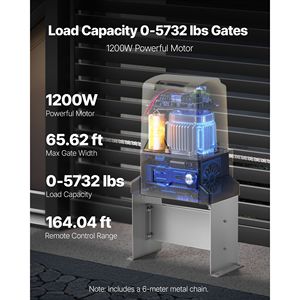 มอเตอร์ประตูเลื่อนไฟฟ้า 1200W แบบโซ่อลูมิเนียม สำหรับประตูบานเลื่อน น้ำหนักไม่เกิน 5732 ปอนด์ ความยาวสูงสุด 65.6 ฟุต สำหรับรุ่นที่ 1 - Product Image 2